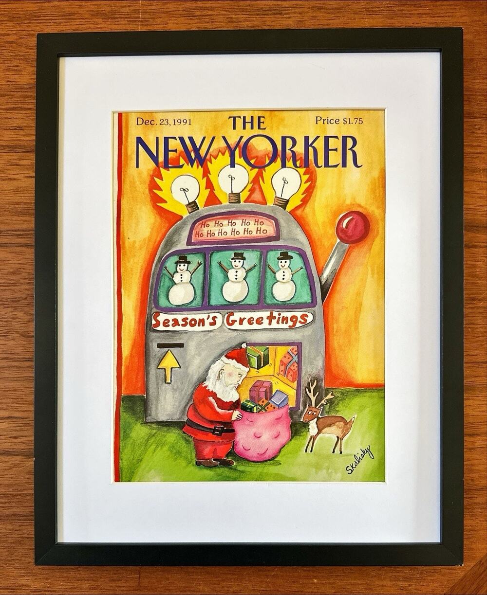 Framed 1991 The New Yorker Dec 23 Cover Stephanie Skalisky Santa